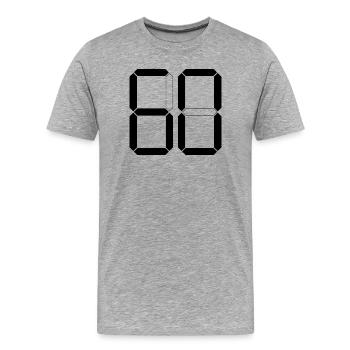 NUMMER 60 Zahl Geschenk Digital - Männer Premium Bio T-Shirt - Grau meliert - Vorne - Damien (186cm)