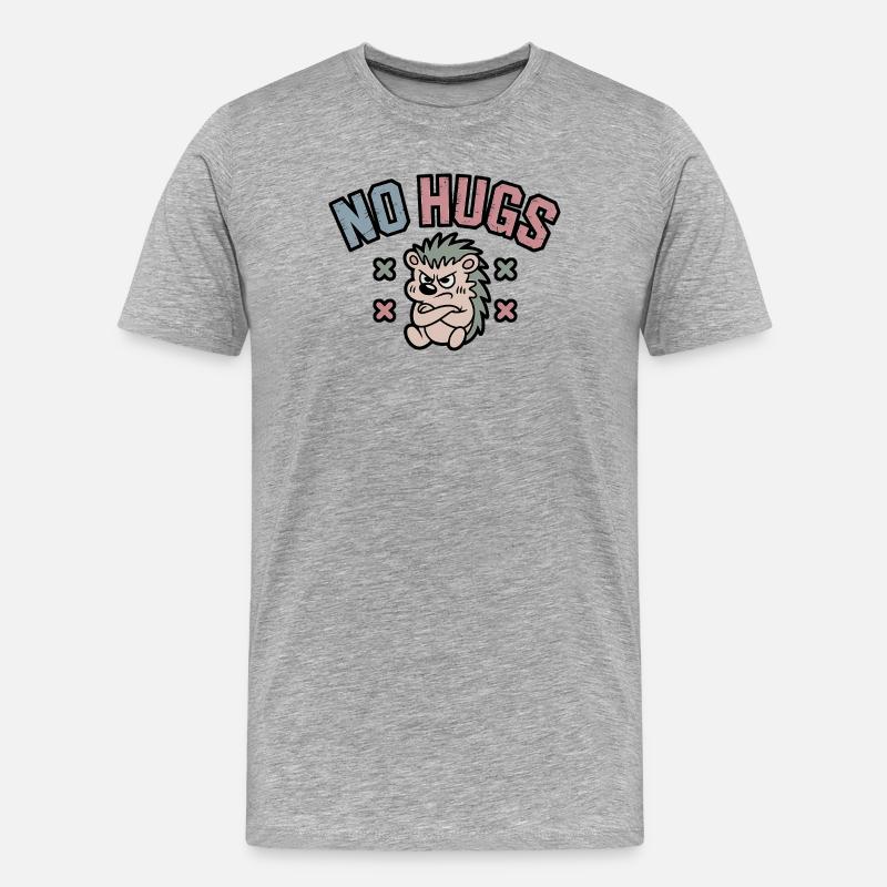 Pas de câlins Hérisson mignon - T-shirt bio Premium Homme - gris chiné