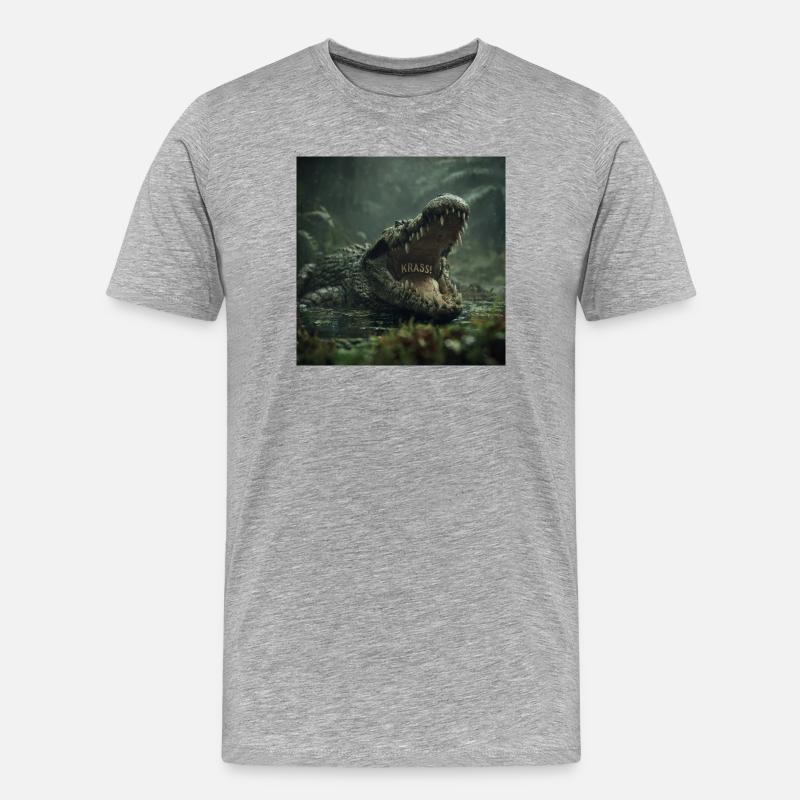 KRASS! Das wilde Krokodil - Männer Premium Bio T-Shirt - Grau meliert