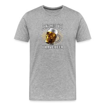 Beer Lover Saying Sayings - Men's Premium Organic T-Shirt - heather grey - Front - Damien (186cm)