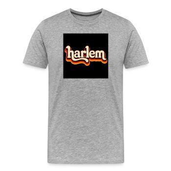 Harlem Retro Logo 70s - Men's Premium Organic T-Shirt - heather grey - Front - Damien (186cm)