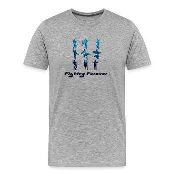 Silhouettes du pêcheur Pêchent pour toujours - T-shirt bio Premium Homme - gris chiné - Devant - Damien (186cm)
