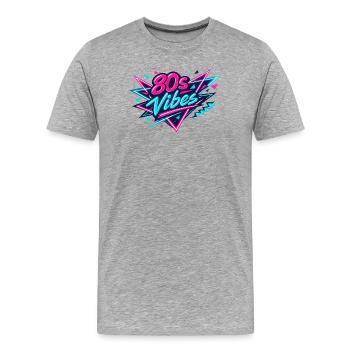 Disco des années 80 Party des années 80 - T-shirt bio Premium Homme - gris chiné - Devant - Damien (186cm)