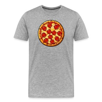 Pepperoni Pizza Illustration Comicstil - Männer Premium Bio T-Shirt - Grau meliert - Vorne - Damien (186cm)