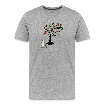 Niedliche Maus Äpfel Apfelbaum Kind - Männer Premium Bio T-Shirt - Grau meliert - Vorne - Damien (186cm)