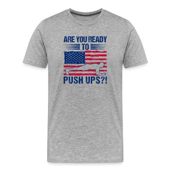 Fitness Fanatics Ready To Push Ups Calisthenics - Männer Premium Bio T-Shirt - Grau meliert - Vorne - Damien (186cm)