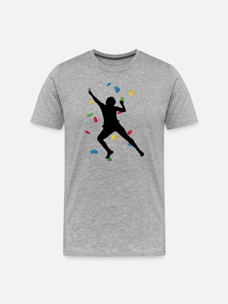 Climb Wall Man – Boulder Challenge - Männer Premium Bio T-Shirt - Grau meliert