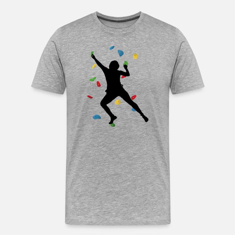 Climb Wall Man – Boulder Challenge - Männer Premium Bio T-Shirt - Grau meliert