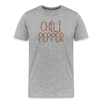 Chili-Chili-Typografie - Männer Premium Bio T-Shirt - Grau meliert - Vorne - Damien (186cm)