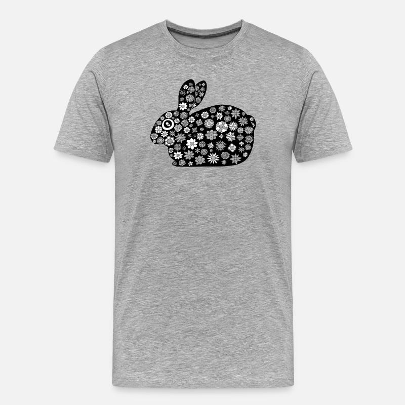 Black rabbit floral pattern - Men's Premium Organic T-Shirt - heather grey