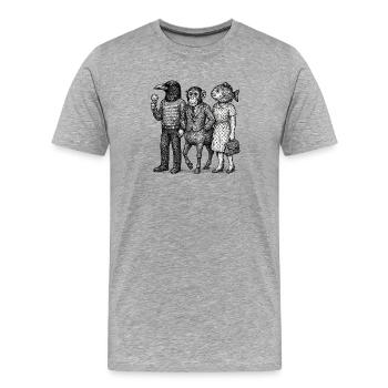 Surreal Animal Family in Formal Attire - Men's Premium Organic T-Shirt - heather grey - Front - Damien (186cm)