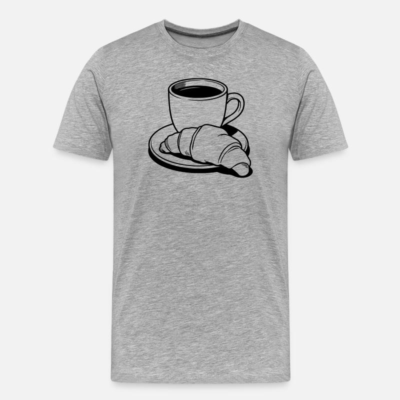Kaffeecroissant - Männer Premium Bio T-Shirt - Grau meliert