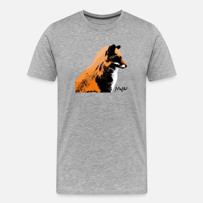 Fuchs - Männer Premium Bio T-Shirt - Grau meliert