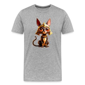 Ägyptische Katze von Anubis - Männer Premium Bio T-Shirt - Grau meliert - Vorne - Damien (186cm)