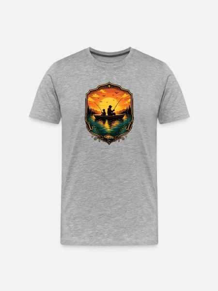 Fishing Father Child Sunset Shirt - Men's Premium Organic T-Shirt - heather grey