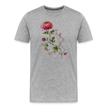 Chrysanthème avec baies dans le style zen - T-shirt bio Premium Homme - gris chiné - Devant - Damien (186cm)