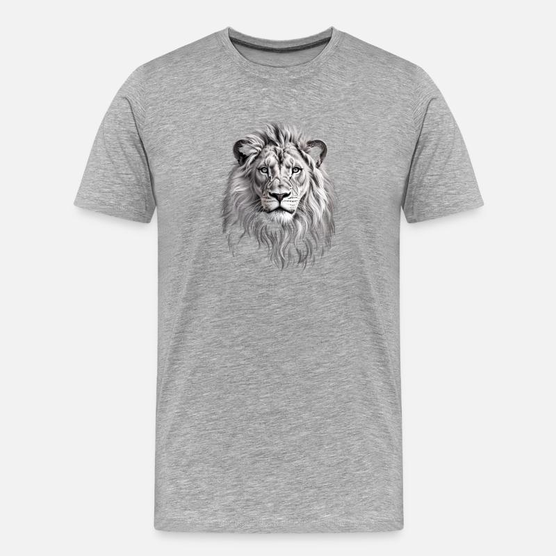 Löwennkopf Löwe - Männer Premium Bio T-Shirt - Grau meliert