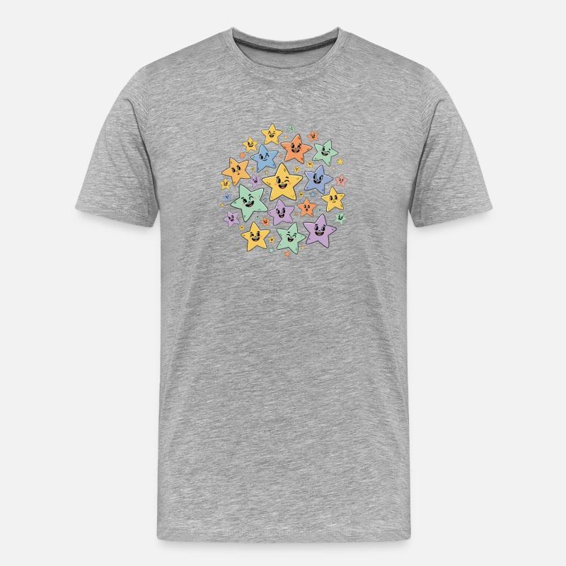 Bunte Sternchen Explosion - Männer Premium Bio T-Shirt - Grau meliert