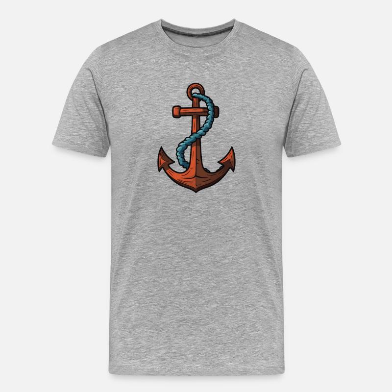 Anker Symbol Hafen - Männer Premium Bio T-Shirt - Grau meliert