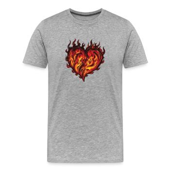 Heart Flame - Men's Premium Organic T-Shirt - heather grey - Front - Damien (186cm)
