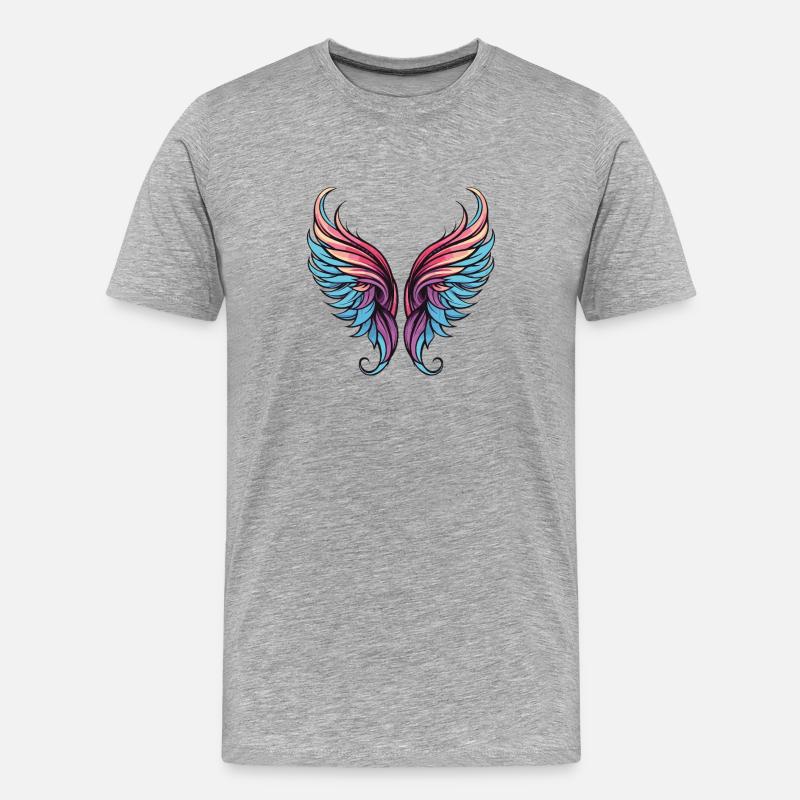 Flügel Symbol - Männer Premium Bio T-Shirt - Grau meliert