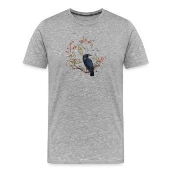 Rabe in Kreis von Herbstblättern Abbildung - Männer Premium Bio T-Shirt - Grau meliert - Vorne - Damien (186cm)