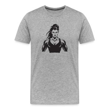 Woman muscles - Men's Premium Organic T-Shirt - heather grey - Front - Damien (186cm)