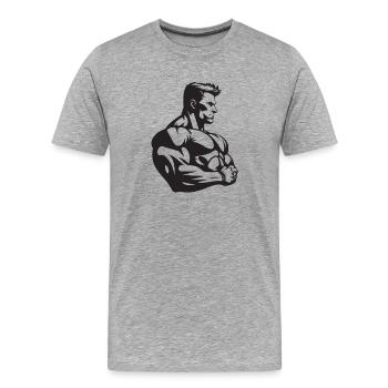 Bodybuilder Fitness - T-shirt bio Premium Homme - gris chiné - Devant - Damien (186cm)