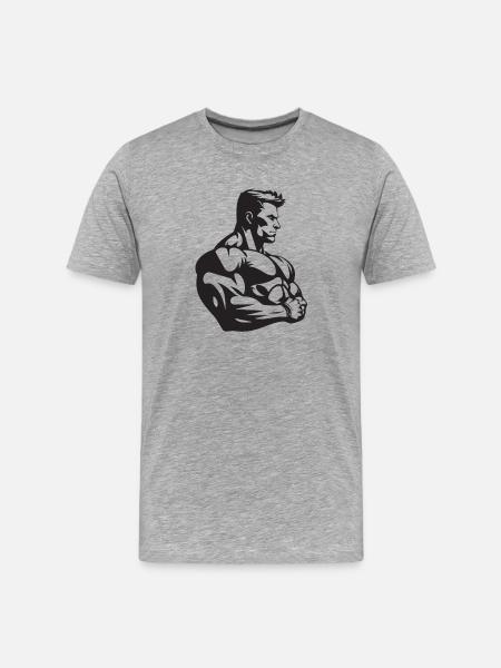 Bodybuilder Fitness - Männer Premium Bio T-Shirt - Grau meliert