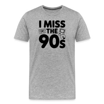 Ich vermisse die 90er - Männer Premium Bio T-Shirt - Grau meliert - Vorne - Damien (186cm)