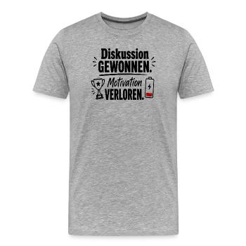  Diskussion Gewonnen Motivation Verloren Lustiger - Männer Premium Bio T-Shirt - Grau meliert - Vorne - Damien (186cm)