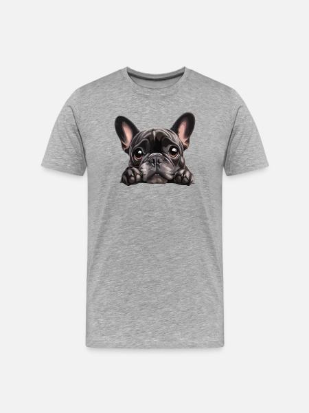 Cuddly Buldog Eye-Catching Graphic - Men's Premium Organic T-Shirt - heather grey