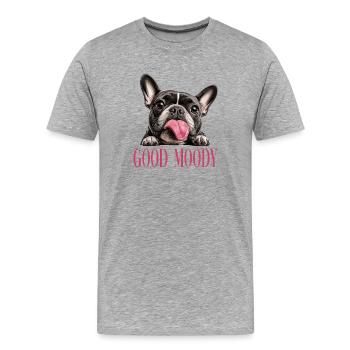 Bon bouledogue français lunatique Chien drôle - T-shirt bio Premium Homme - gris chiné - Devant - Damien (186cm)