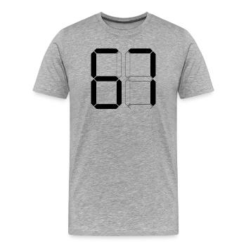 NUMMER 67 Sechs Sieben Meme Geschenk Digital - Männer Premium Bio T-Shirt - Grau meliert - Vorne - Damien (186cm)