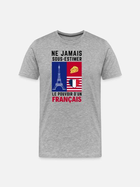 Éiffel et Coeur Français - T-shirt bio Premium Homme - gris chiné
