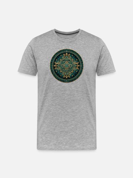 Aztec Solar Calendar Gold - Men's Premium Organic T-Shirt - heather grey