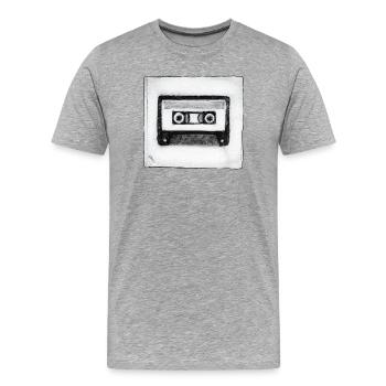 Cassette - œuvres sculptées à la main - T-shirt bio Premium Homme - gris chiné - Devant - Damien (186cm)