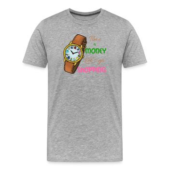 Shopping Abenteuer - Männer Premium Bio T-Shirt - Grau meliert - Vorne - Damien (186cm)