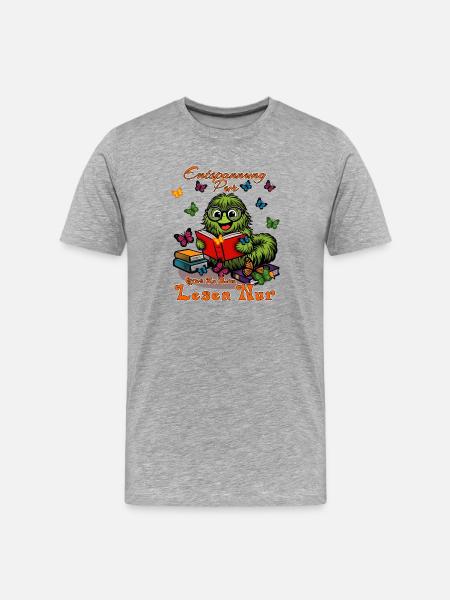Puschelraupe Leseheld - Männer Premium Bio T-Shirt - Grau meliert