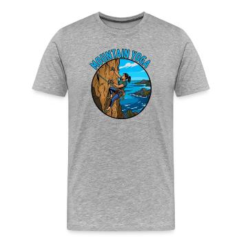 Yoga de montagne sur les falaises - T-shirt bio Premium Homme - gris chiné - Devant - Damien (186cm)