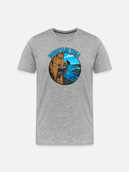 Mountain yoga on the cliffs - Men's Premium Organic T-Shirt - heather grey