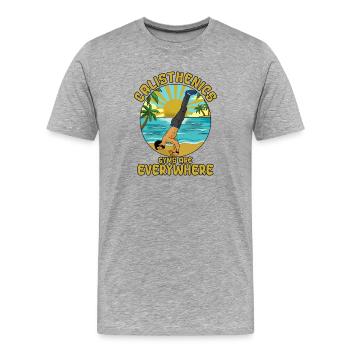 Calisthenics Beach Handstand - Men's Premium Organic T-Shirt - heather grey - Front - Damien (186cm)