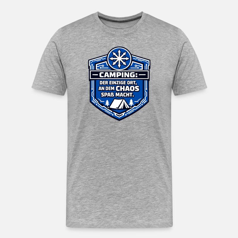 Camping Camper - Chaos macht spaß - Männer Premium Bio T-Shirt - Grau meliert