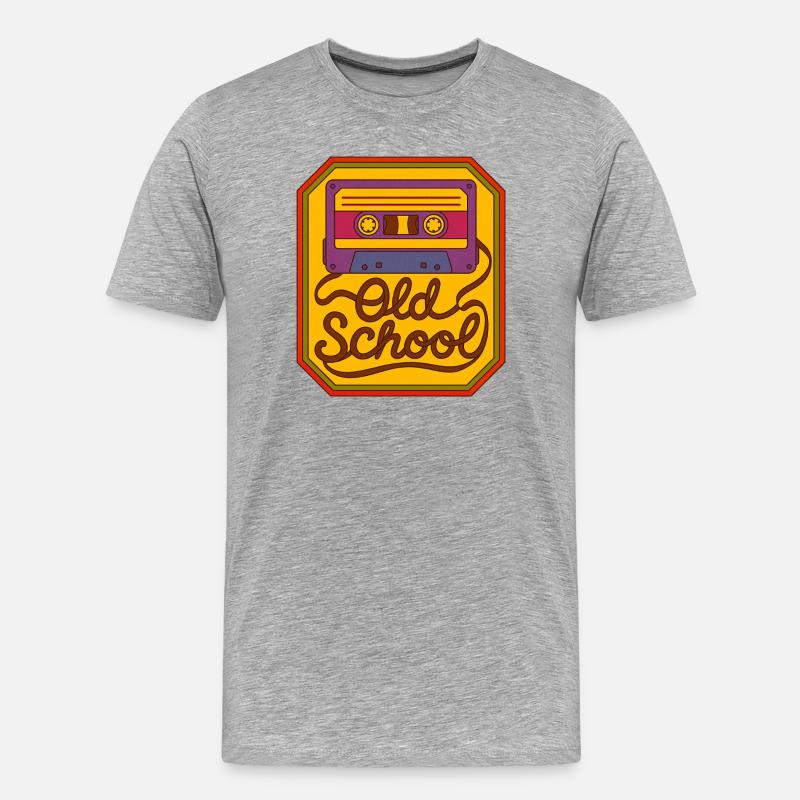 Old School Cassette Retro Patch - Men's Premium Organic T-Shirt - heather grey
