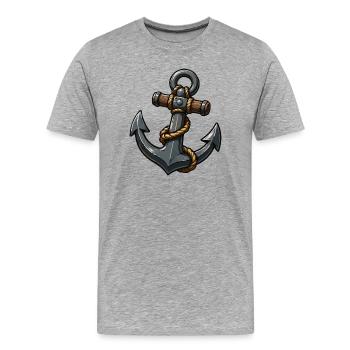 Anker mit Seil Cartoon-Design - Männer Premium Bio T-Shirt - Grau meliert - Vorne - Damien (186cm)