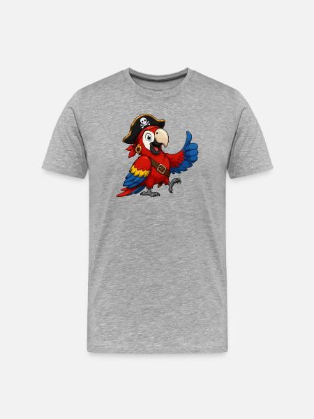 Pirate Parrot Thumbs Up - Men's Premium Organic T-Shirt - heather grey