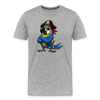 Oiseau pirate avec cache-œil - T-shirt bio Premium Homme - gris chiné - Devant - Damien (186cm)