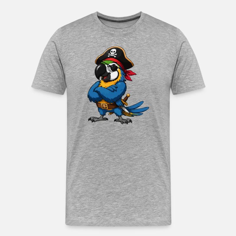 Pirate bird with eye patch - Men's Premium Organic T-Shirt - heather grey