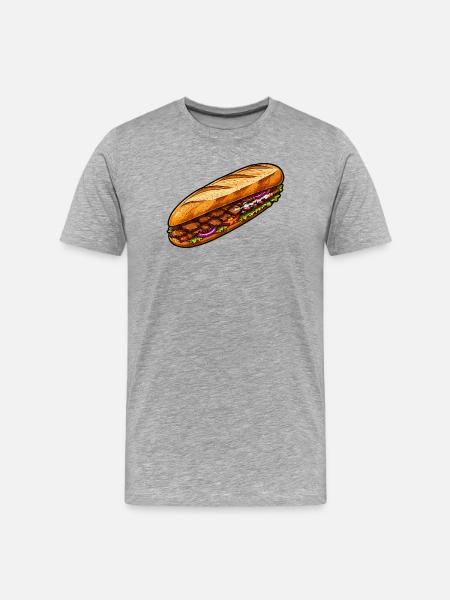 Baguette sandwich illustration - Men's Premium Organic T-Shirt - heather grey