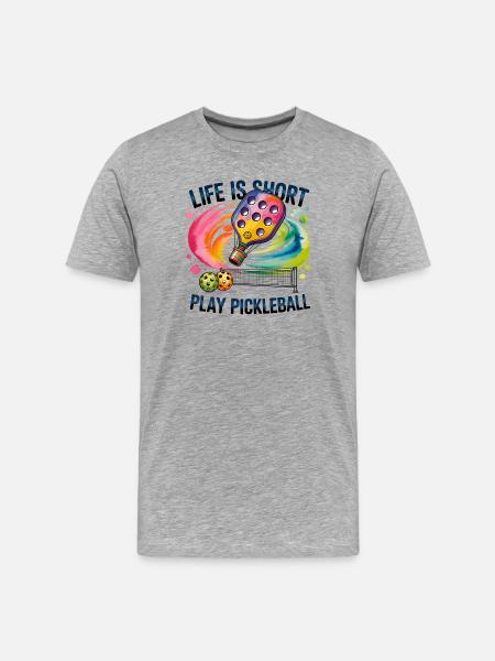 Life ist kurz: Pickleball Farbfeuer - Männer Premium Bio T-Shirt - Grau meliert